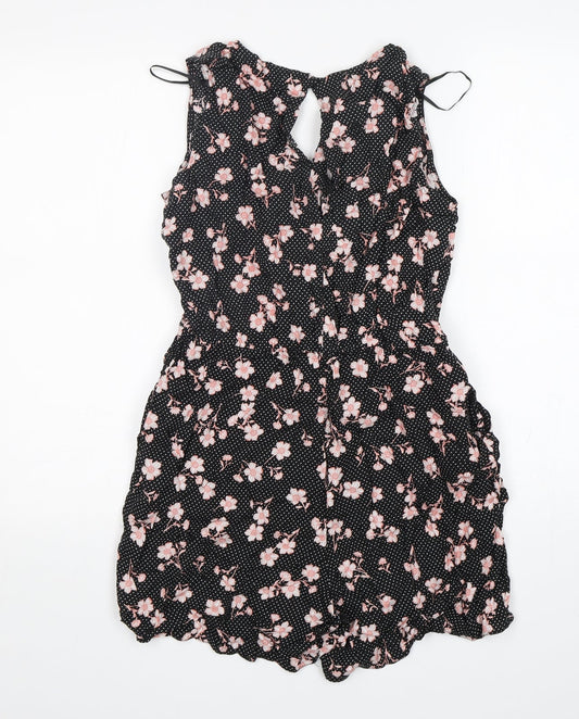 F&F Womens Blue Polka Dot Viscose Playsuit One-Piece Size 10