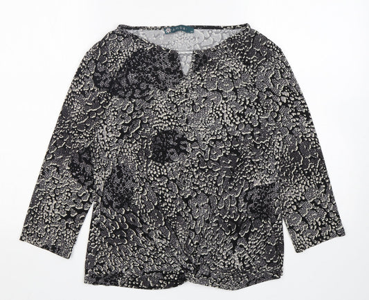 Additional front view of Amber women’s multicoloured animal print polyester basic blouse, size UK 14, round neck