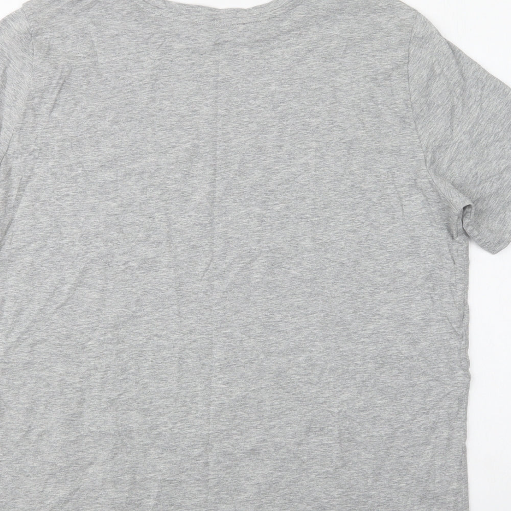 M&S Womens Grey Cotton Basic T-Shirt Size 14 Crew Neck - Love