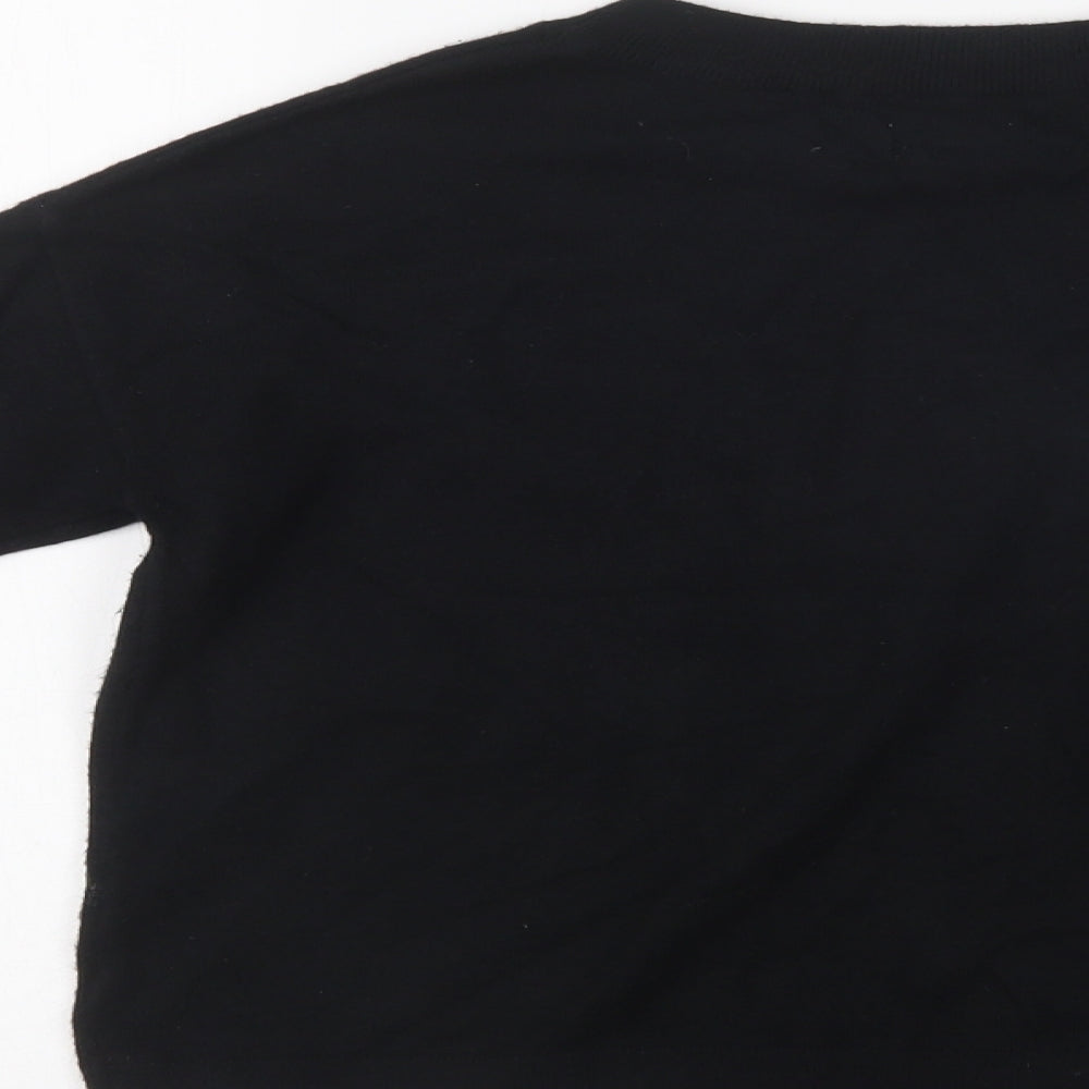Outfit Girls Black Crew Neck Viscose Pullover Jumper Size 9 Years