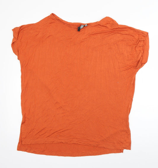 Originals Womens Orange Viscose Basic T-Shirt Size 12 Boat Neck