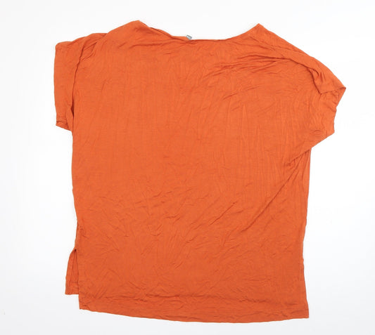Originals Womens Orange Viscose Basic T-Shirt Size 12 Boat Neck