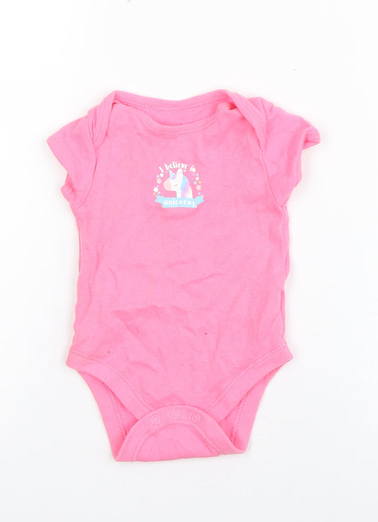 Primark Girls Pink Cotton Babygrow One-Piece Size 3-6 Months Snap - Unicorn