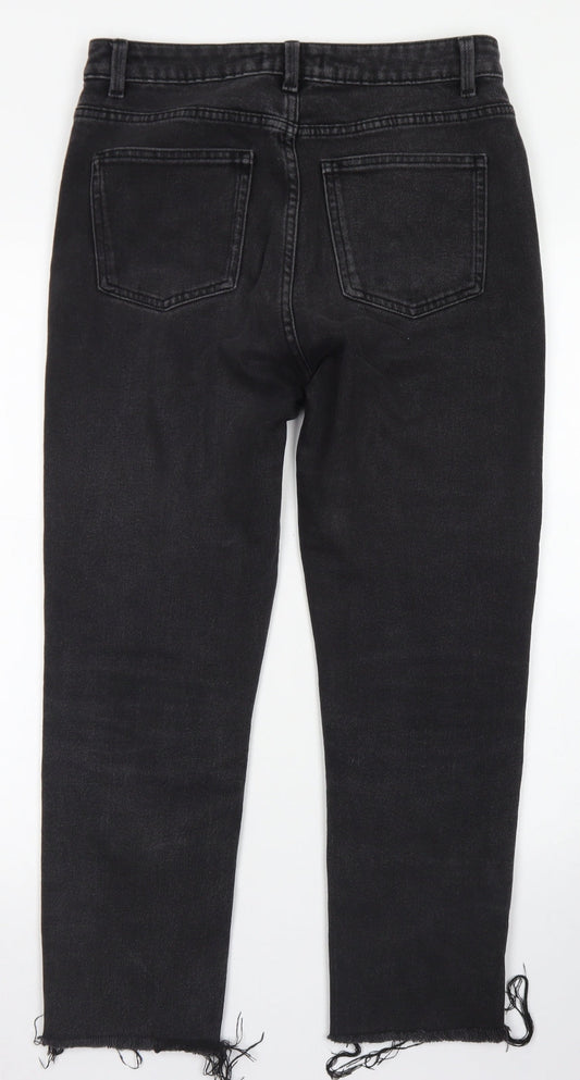 Denim Co Womens Black Cotton Straight Jeans Size 12 L24 in Regular Button