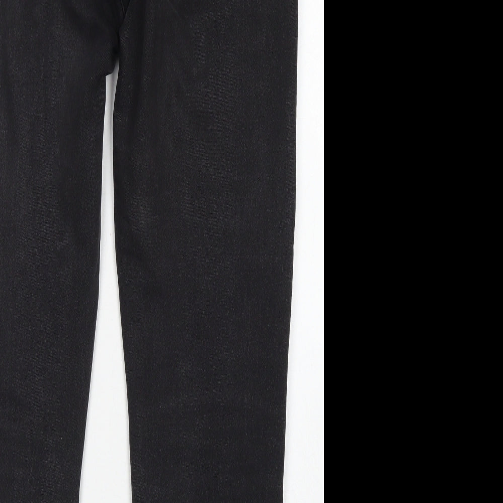 Brand and care label for Denim Co women’s black cotton straight jeans, size UK 12, 24-inch leg regular button