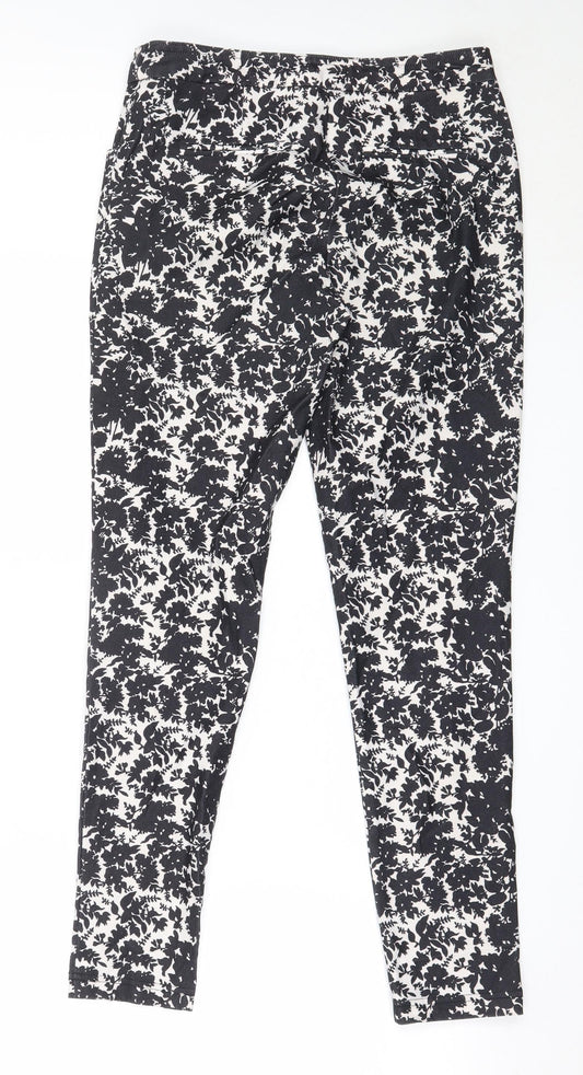 New Look Womens Black Floral Polyester Capri Trousers Size 8 L28 in Regular