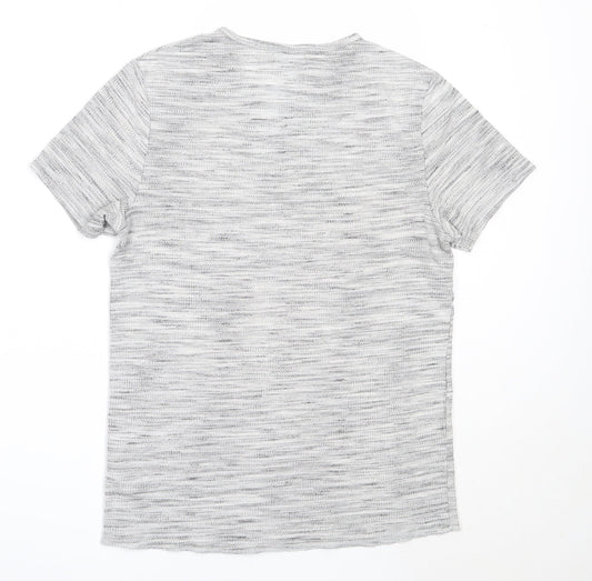 Topman Mens Grey Polyester T-Shirt Size XS Round Neck