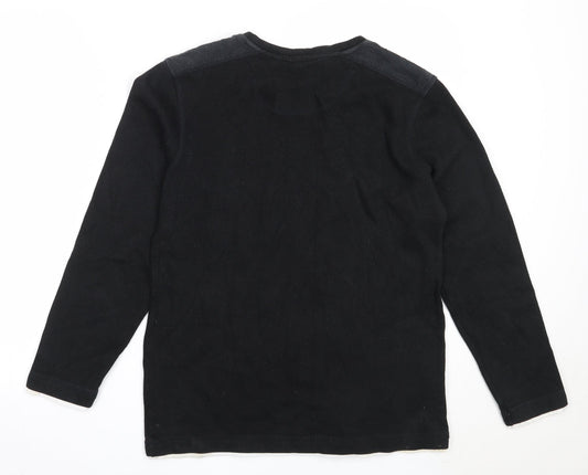 Easy Mens Black V-Neck Cotton Pullover Jumper Size M