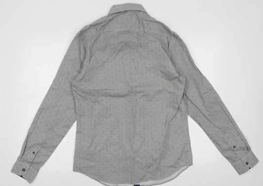 Mens UK Size S Marks and Spencer Blue Button-Up Long Sleeve Casual Shirt