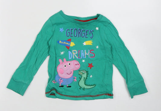 George Boys Green Coir Pyjama Top Size 2 Years Pullover - Peppa Pig George