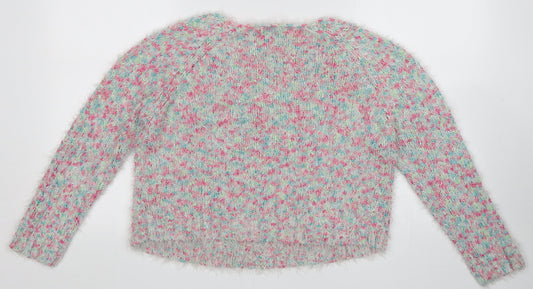 George Womens Pink Crew Neck Acrylic Pullover Jumper Size 12