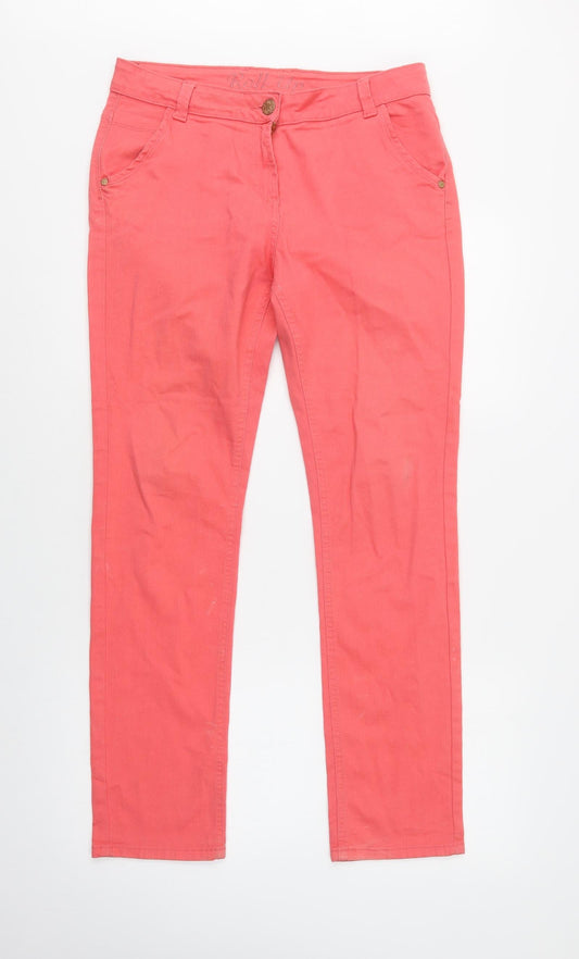 Womens UK Size 12 BHS Regular Fit Skinny Pink Jeans
