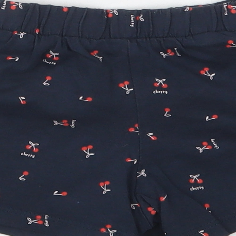 Mothercare Girls Blue Geometric Cotton Bermuda Shorts Size 4-5 Years Regular - Cherry Print