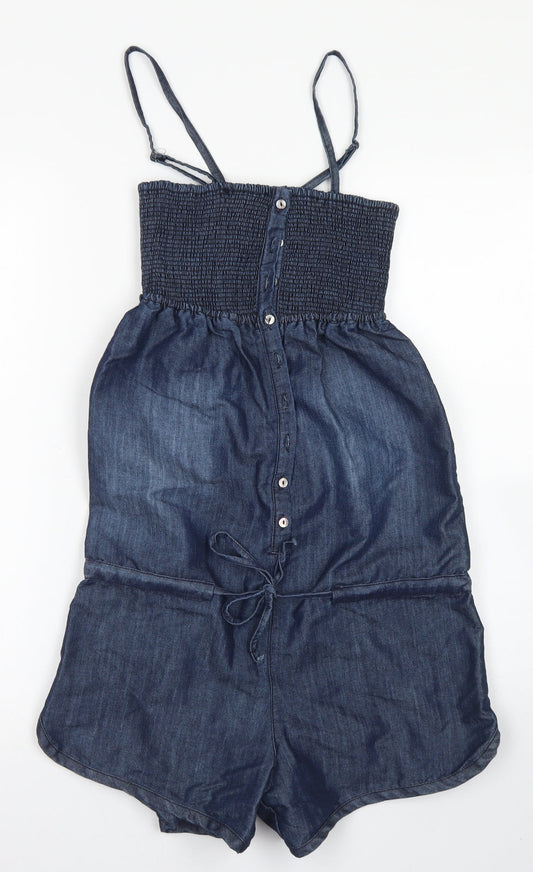 Womens UK Size 8 Denim Co One-Piece Blue Playsuit