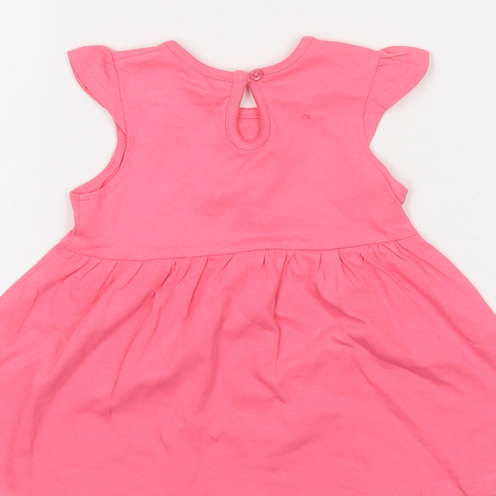 Primark Baby Pink Cotton A-Line Size 6-9 Months Crew Neck Button