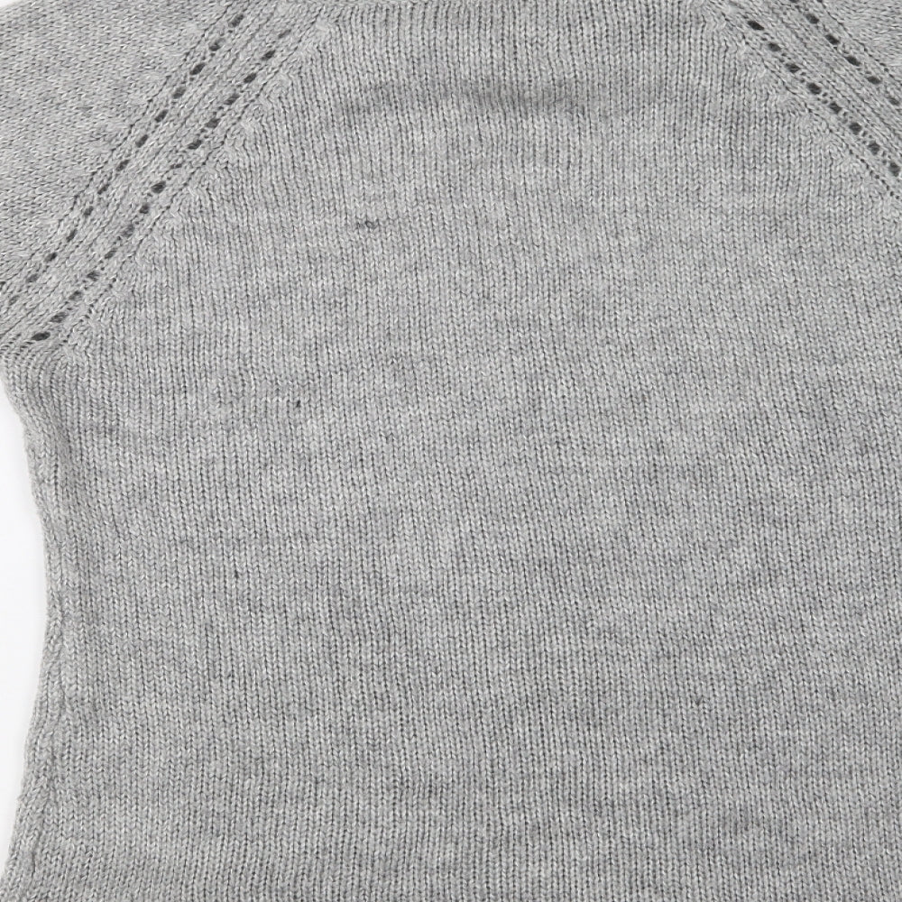 Brand and care label for George women’s grey roll neck acrylic tunic jumper, size UK 14