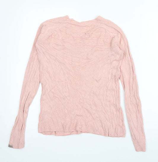 TU Womens Pink Boat Neck Acrylic Pullover Jumper Size 8