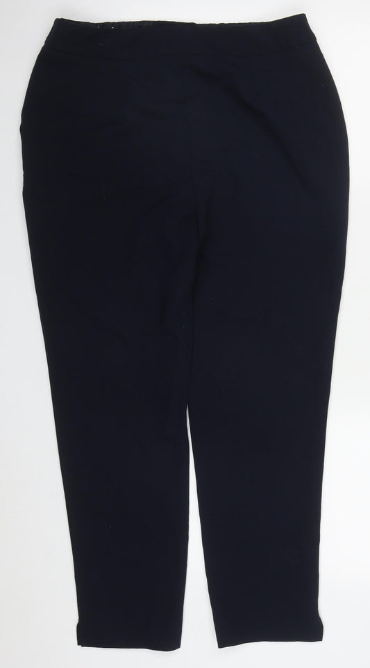 F&F Womens Blue Polyester Trousers Size 12 L27 in Regular Hook & Eye