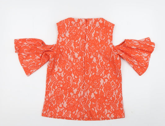 Womens UK Size 8 Warehouse Orange Basic Blouse