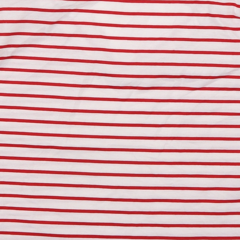 SheIn Womens Red Striped Cotton Basic T-Shirt Size M V-Neck