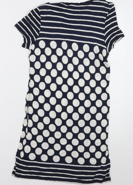 NEXT Womens Blue Polka Dot Viscose T-Shirt Dress Size 10 Crew Neck Pullover