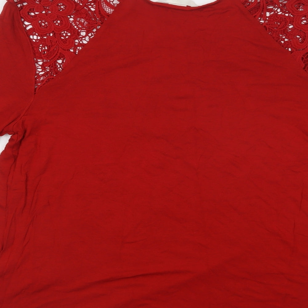 Womens UK Size M H&M Red Basic Blouse