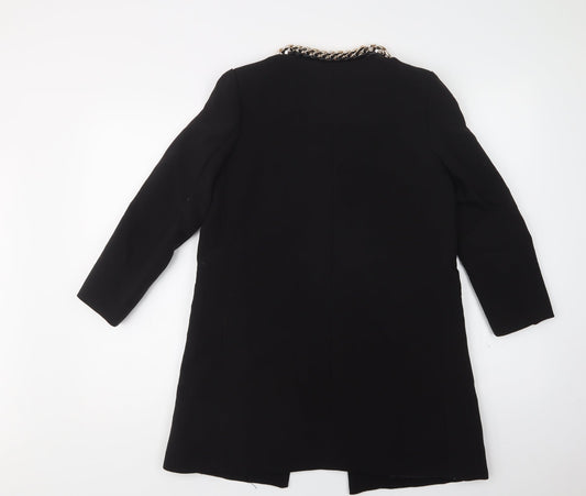 Missguided Womens Black Overcoat Blazer Size 8 Hook & Eye