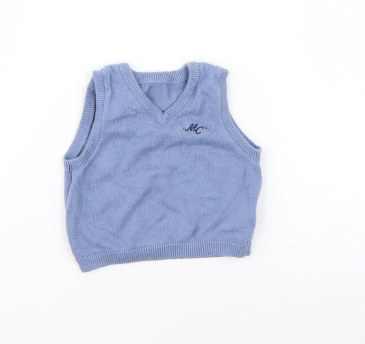 Mothercare Boys Blue Cotton Pullover Jumper Size 0-3 Months Pullover