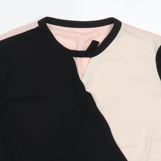 F&F Womens Multicoloured Colourblock Polyester Basic Blouse Size 12 Round Neck