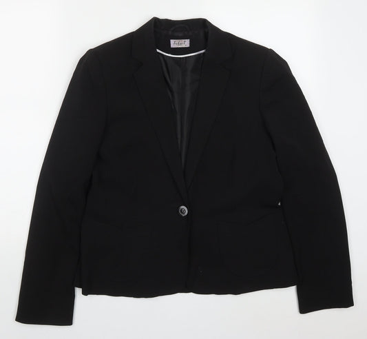 Additional front view of Select women’s black polyester jacket suit jacket, size UK 14