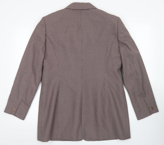 Country Casuals Womens Pink Houndstooth Polyester Jacket Blazer Size 14