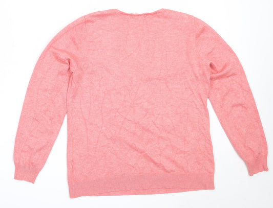 Papaya Womens Pink Round Neck Viscose Pullover Jumper Size 12