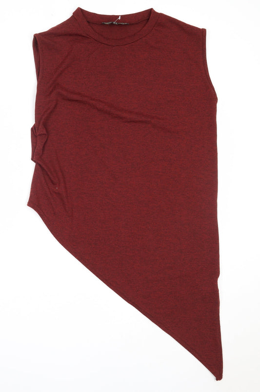 Additional front view of QED London women’s red polyester basic t-shirt, size UK 12, round neck