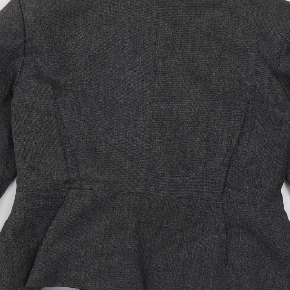 Brand and care label for Debenhams women’s grey jacket blazer, size UK 10, button