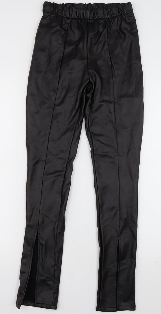 Womens UK Size 4 Boohoo Regular Fit Black Trousers