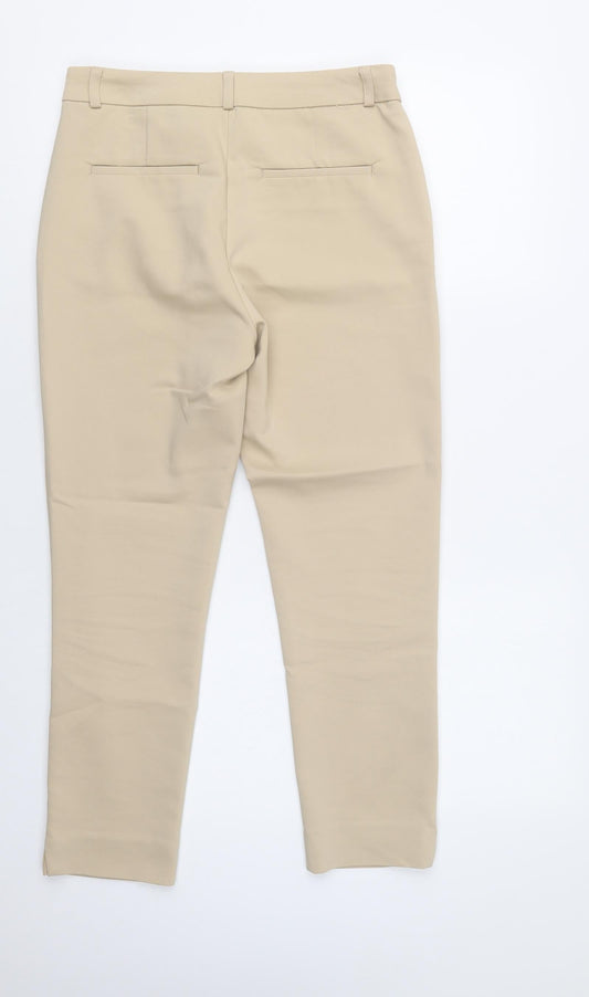 New Look Womens Beige Cotton Dress Pants Trousers Size 8 L26 in Regular Hook & Loop
