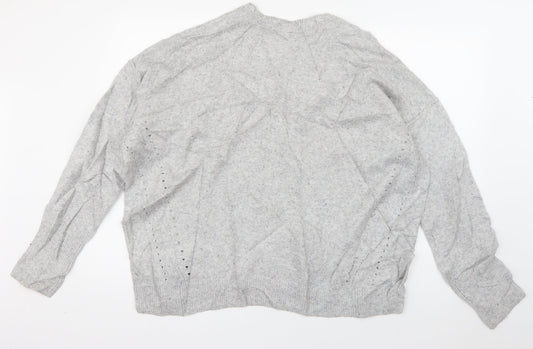 Topshop Womens Grey Round Neck Acrylic Pullover Jumper Size 14