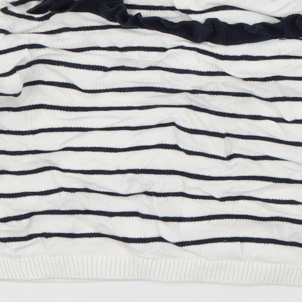 Autograph Girls White Crew Neck Striped Viscose Pullover Jumper Size 5-6 Years Pullover