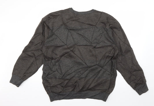 Marks and Spencer Mens Grey Crew Neck Polka Dot Acrylic Pullover Jumper Size L