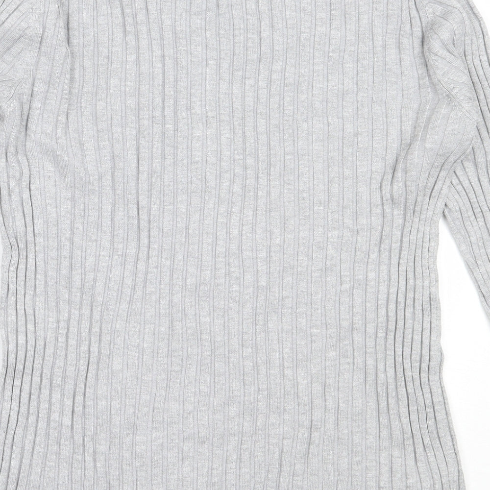 Avenue Womens Grey High Neck Viscose Pullover Jumper Size 12