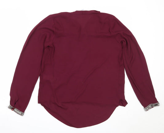 Womens UK Size 10 Red Herring Purple Basic Blouse