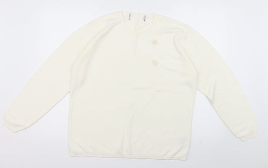 Womens UK Size L Preworn White Pullover Jumper