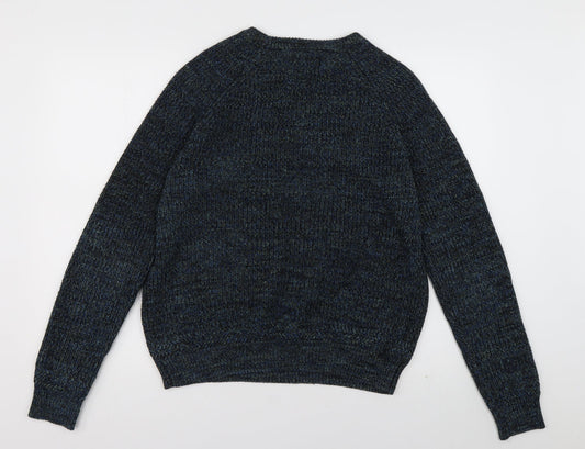 Debenhams Mens Blue Crew Neck Acrylic Pullover Jumper Size S