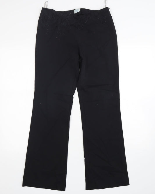 Womens UK Size 10 Oasis Regular Fit Black Trousers