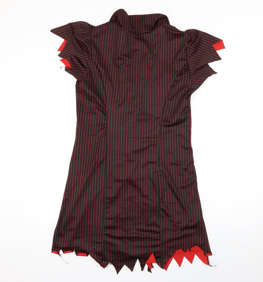 Smiffys Womens Black Striped Polyester Bodycon Size M Collared Zip - Bullet Wound Dress