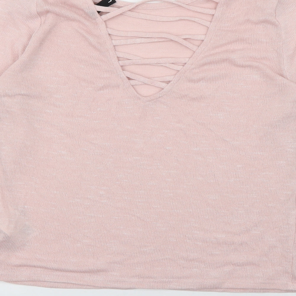 Womens UK Size L Divided Pink Pullover Jumper