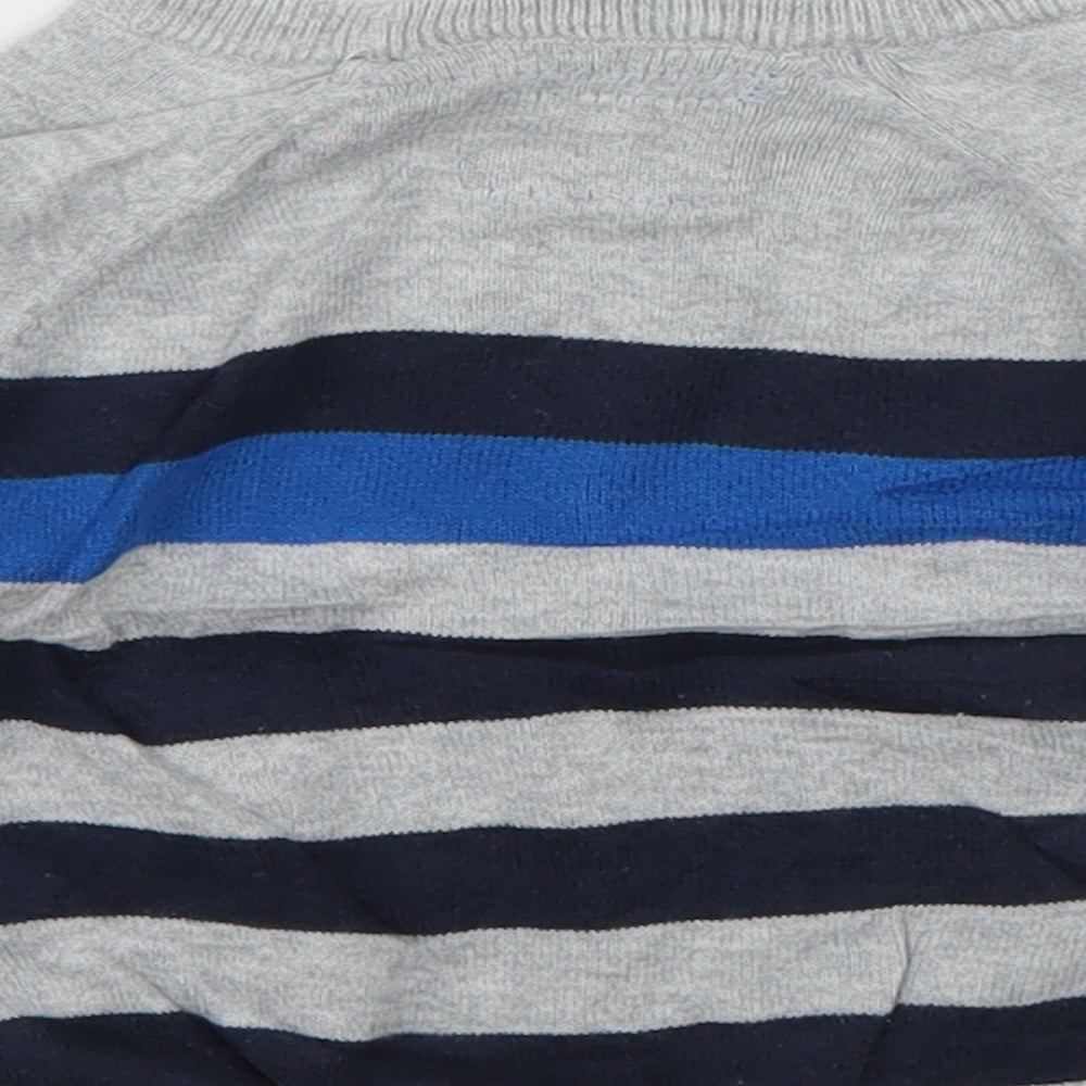 Rebel Boys Blue Striped Cotton Pullover Jumper Size 9-12 Months Button