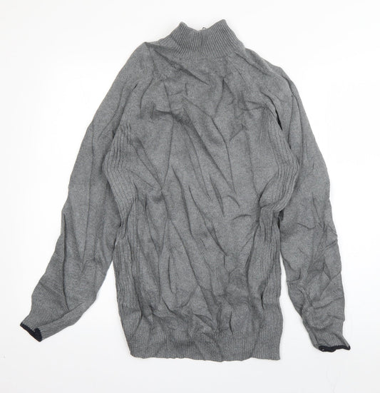 Matalan Mens Grey High Neck Cotton Pullover Jumper Size S