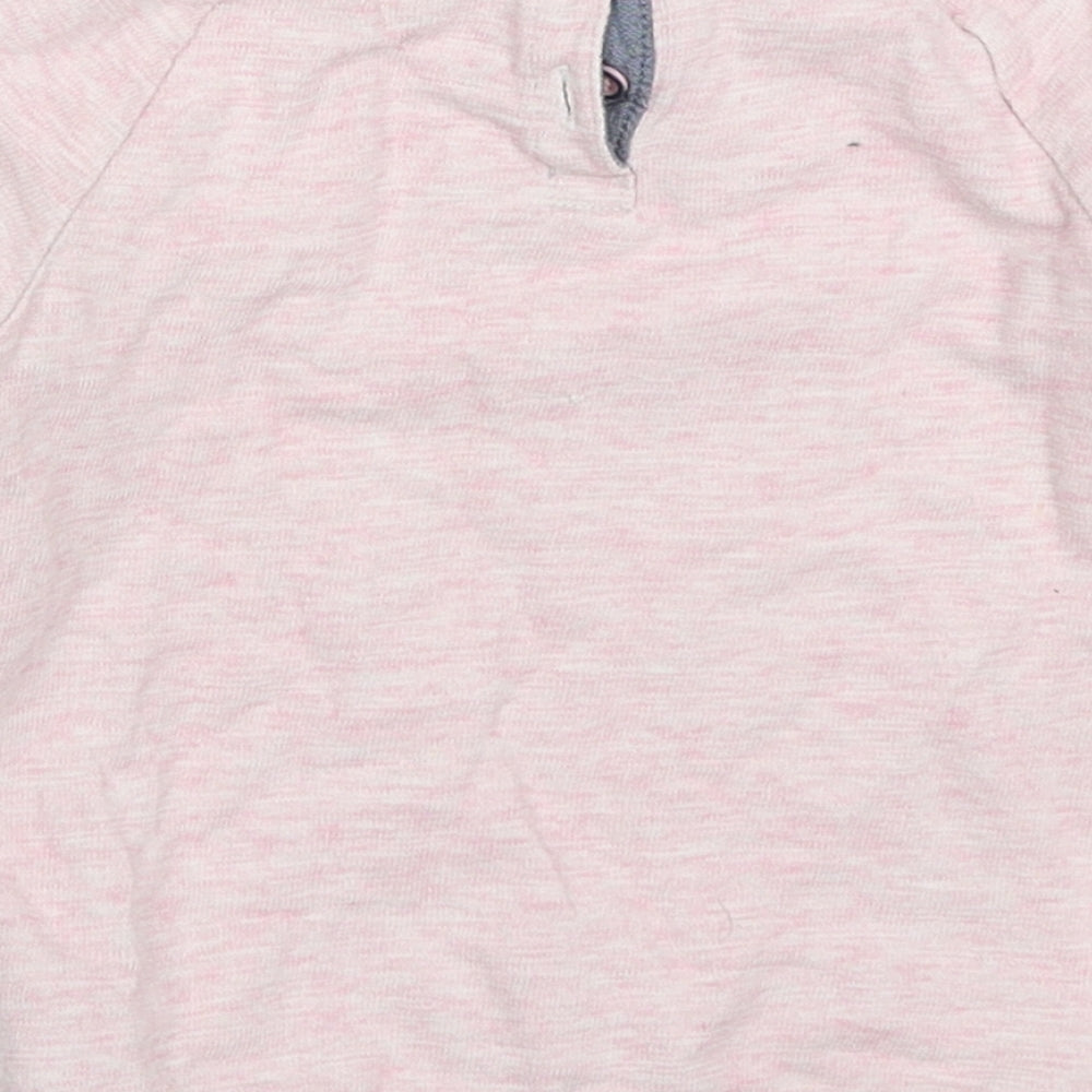 NEXT Girls Pink Striped Cotton Basic T-Shirt Size 12-18 Months Roll Neck Pullover - Stay Cool