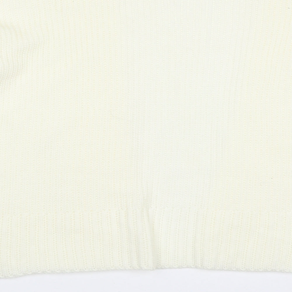 Boohoo Womens Ivory V-Neck Acrylic Cardigan Jumper Size S - Cream Colour